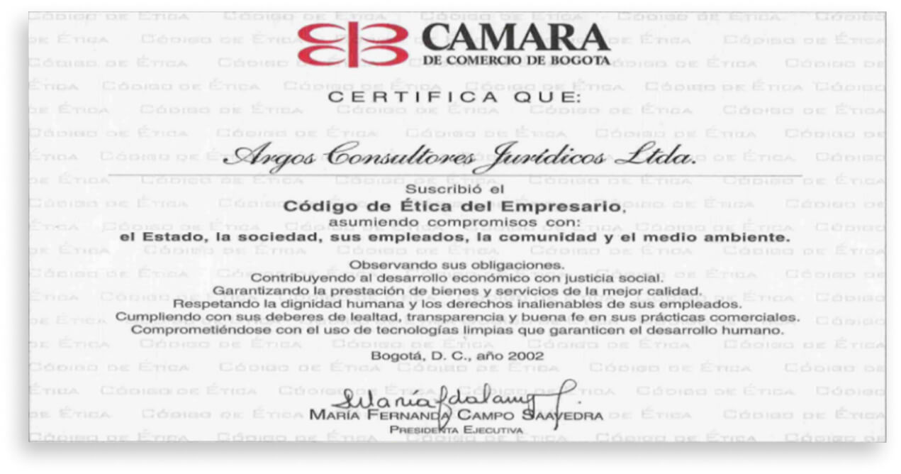 Certificado Cámara de Comercio